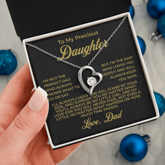 ShineOn Fulfillment Jewelry 14k White Gold Finish / Standard Box To My Precious Daughter - Forever Love Necklace - GHR1087