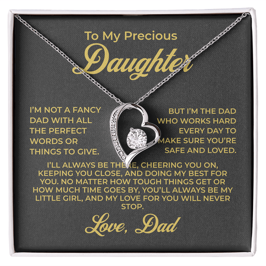 ShineOn Fulfillment Jewelry 14k White Gold Finish / Standard Box To My Precious Daughter - Forever Love Necklace - GHR1091