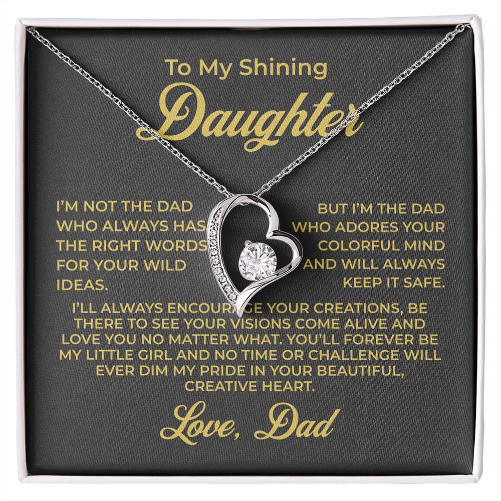 ShineOn Fulfillment Jewelry 14k White Gold Finish / Standard Box To My Shining Daughter - Forever Love Necklace - GHR1095