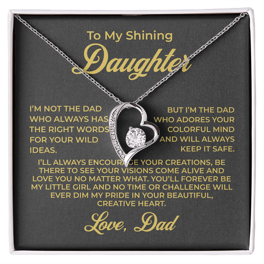 ShineOn Fulfillment Jewelry 14k White Gold Finish / Standard Box To My Shining Daughter - Forever Love Necklace - GHR1095