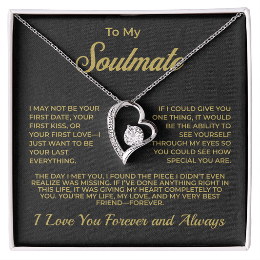 ShineOn Fulfillment Jewelry 14k White Gold Finish / Standard Box To My Soulmate - Forever Love Necklace