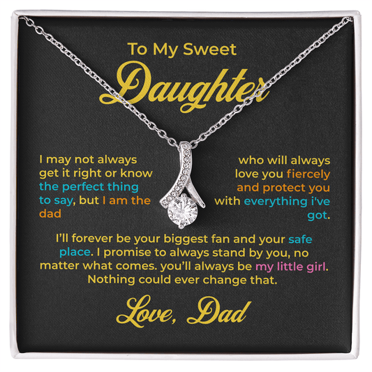 ShineOn Fulfillment Jewelry 14k White Gold Finish / Standard Box To My Sweet Daughter - Alluring Beauty Necklace - GHR1190