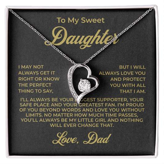 ShineOn Fulfillment Jewelry 14k White Gold Finish / Standard Box To My Sweet Daughter - Forever Love Necklace - GHR1075