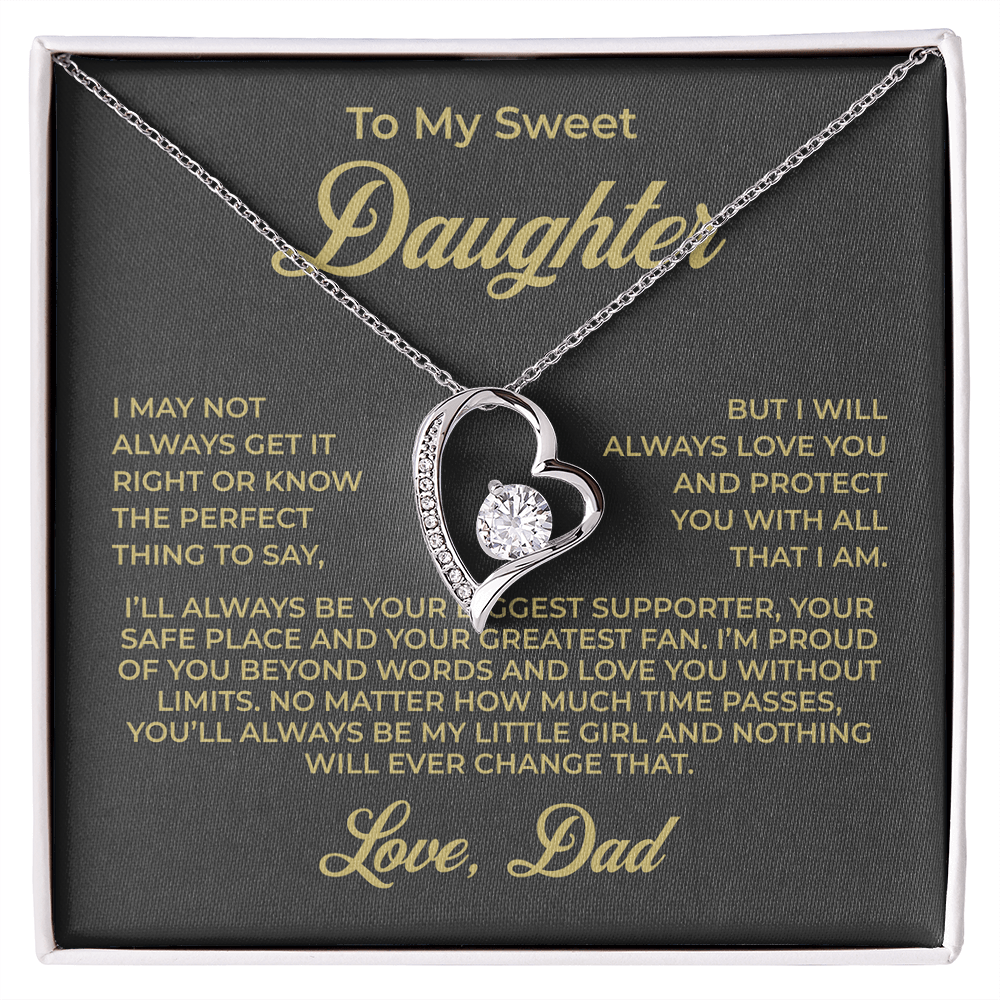 ShineOn Fulfillment Jewelry 14k White Gold Finish / Standard Box To My Sweet Daughter - Forever Love Necklace - GHR1076