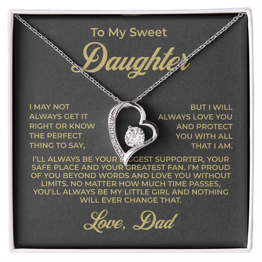 ShineOn Fulfillment Jewelry 14k White Gold Finish / Standard Box To My Sweet Daughter - Forever Love Necklace - GHR1076