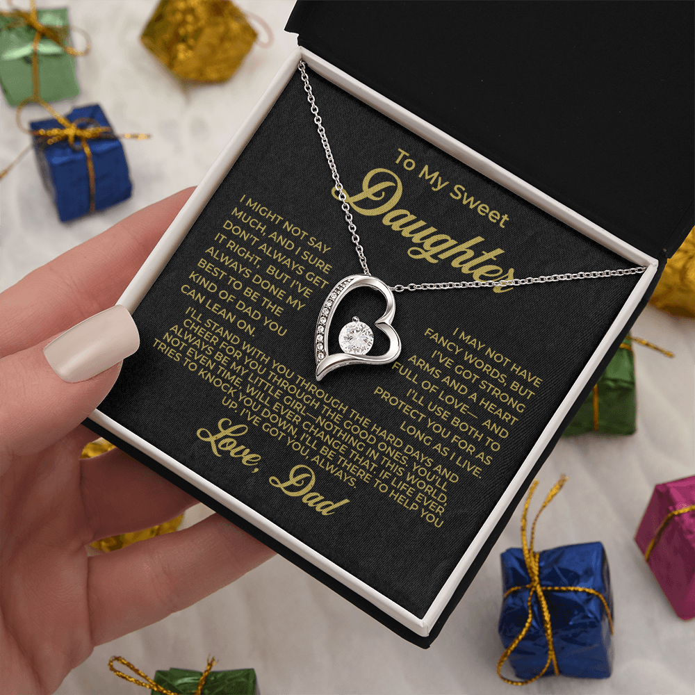 ShineOn Fulfillment Jewelry 14k White Gold Finish / Standard Box To My Sweet Daughter - Forever Love Necklace - GHR1085