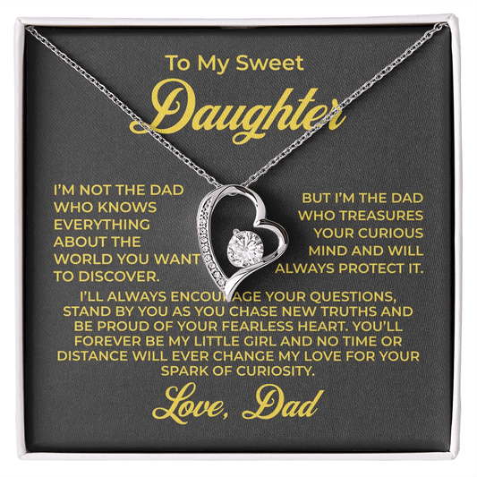 ShineOn Fulfillment Jewelry 14k White Gold Finish / Standard Box To My Sweet Daughter - Forever Love Necklace - GHR1097