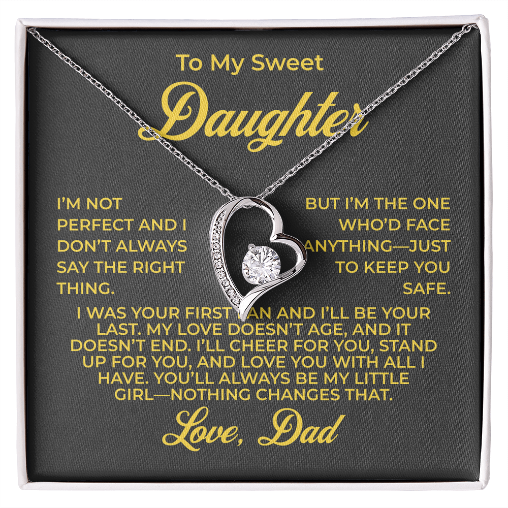 ShineOn Fulfillment Jewelry 14k White Gold Finish / Standard Box To My Sweet Daughter - Forever Love Necklace - GHR1099