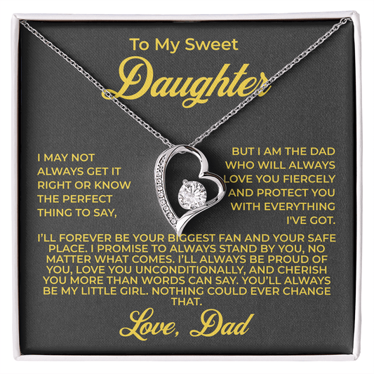 ShineOn Fulfillment Jewelry 14k White Gold Finish / Standard Box To My Sweet Daughter - Forever Love Necklace - GHR1108