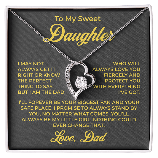 ShineOn Fulfillment Jewelry 14k White Gold Finish / Standard Box To My Sweet Daughter - Forever Love Necklace - GHR1109