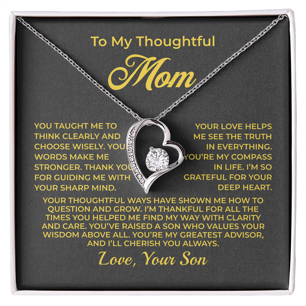 ShineOn Fulfillment Jewelry 14k White Gold Finish / Standard Box To My Thoughtful Mom - Forever Love Necklace - GHR1101