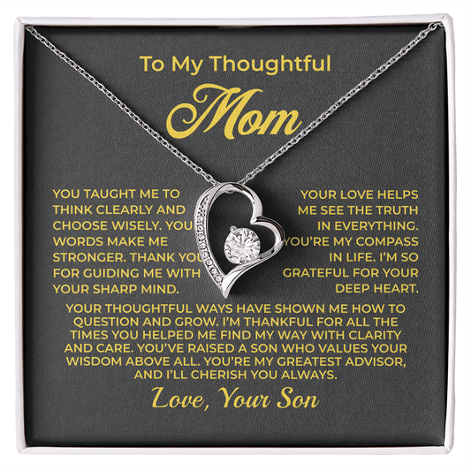ShineOn Fulfillment Jewelry 14k White Gold Finish / Standard Box To My Thoughtful Mom - Forever Love Necklace - GHR1101