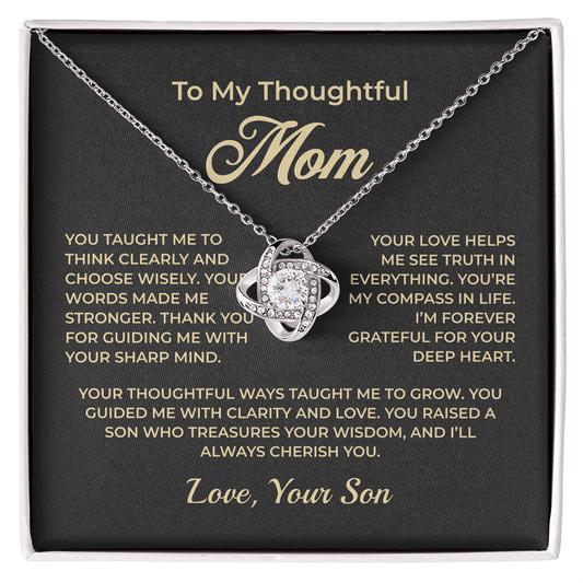 ShineOn Fulfillment Jewelry 14K White Gold Finish / Standard Box To My Thoughtful Mom - Love Knot Necklace - GHR1154
