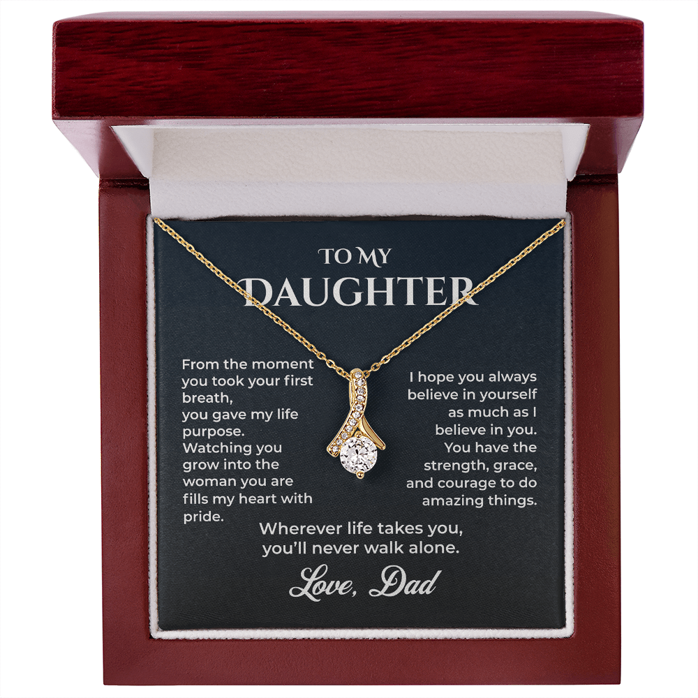 ShineOn Fulfillment Jewelry 18K Yellow Gold Finish / Luxury Box Dad->Daughter – Alluring Beauty Necklace - GHR1232