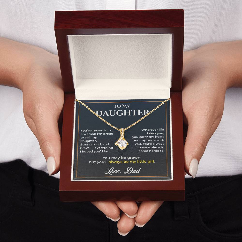 ShineOn Fulfillment Jewelry 18K Yellow Gold Finish / Luxury Box Dad->Daughter - Alluring Beauty Necklace - GHR1234