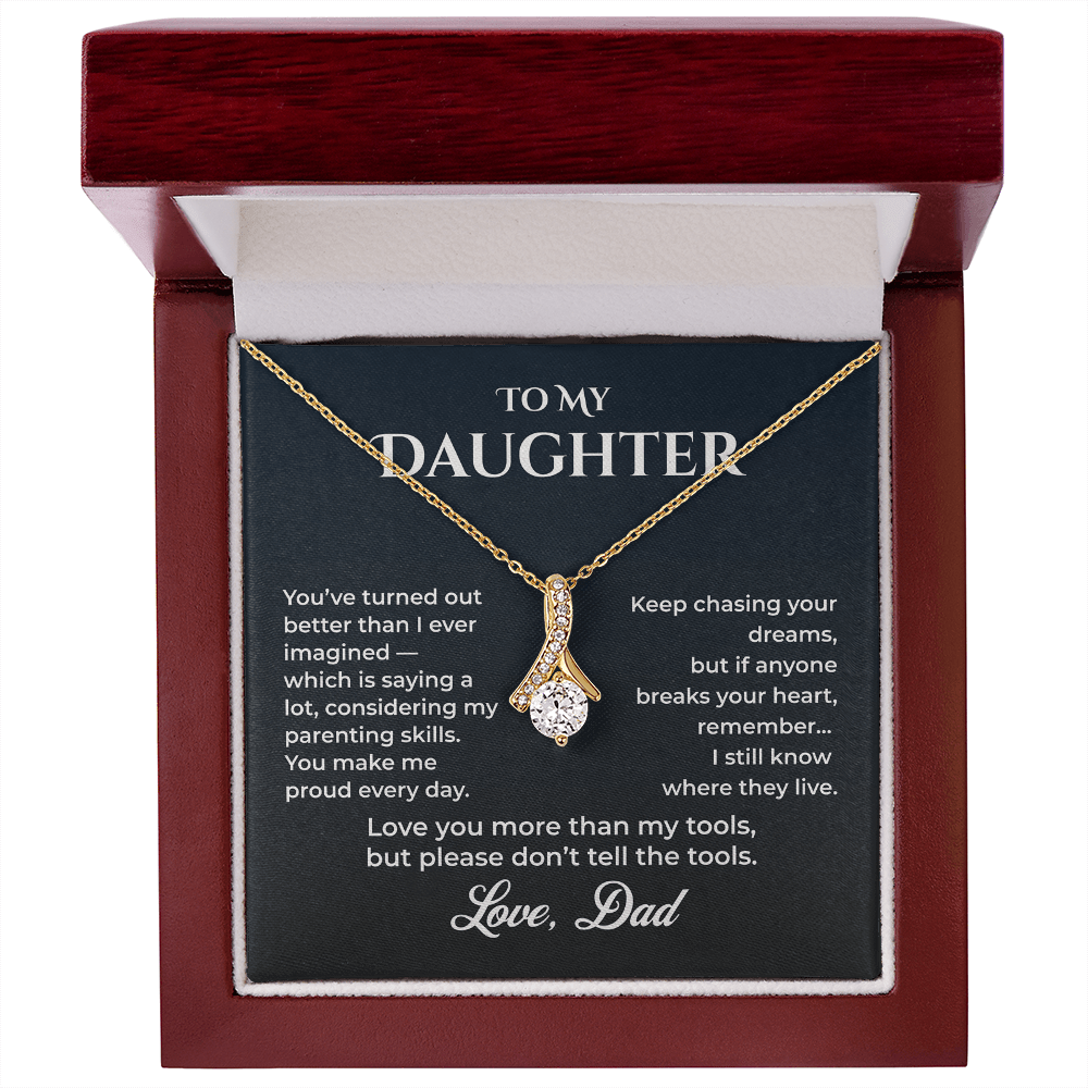 ShineOn Fulfillment Jewelry 18K Yellow Gold Finish / Luxury Box Dad->Daughter - Alluring Beauty Necklace - GHR1237