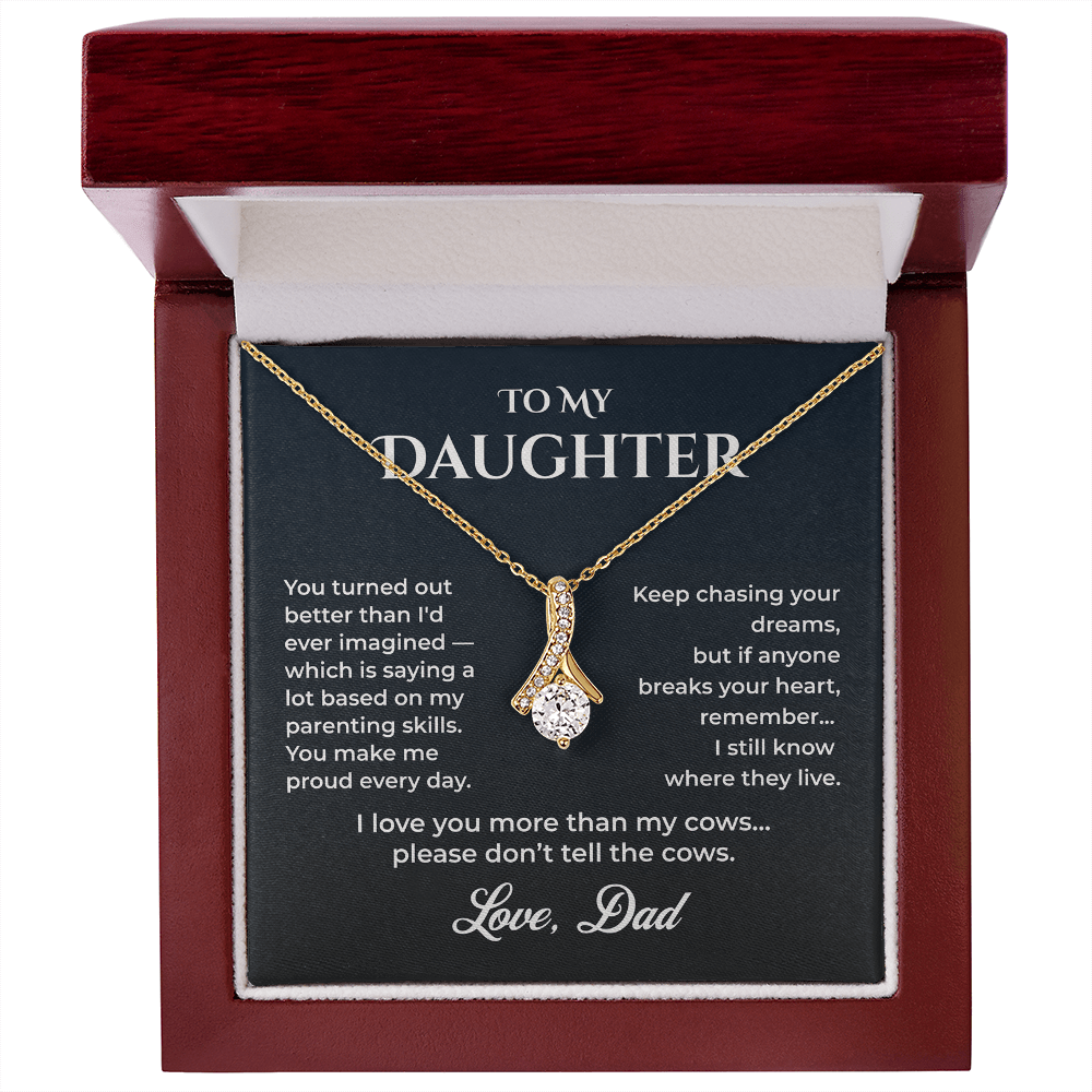 ShineOn Fulfillment Jewelry 18K Yellow Gold Finish / Luxury Box Dad->Daughter - Alluring Beauty Necklace - GHR1238