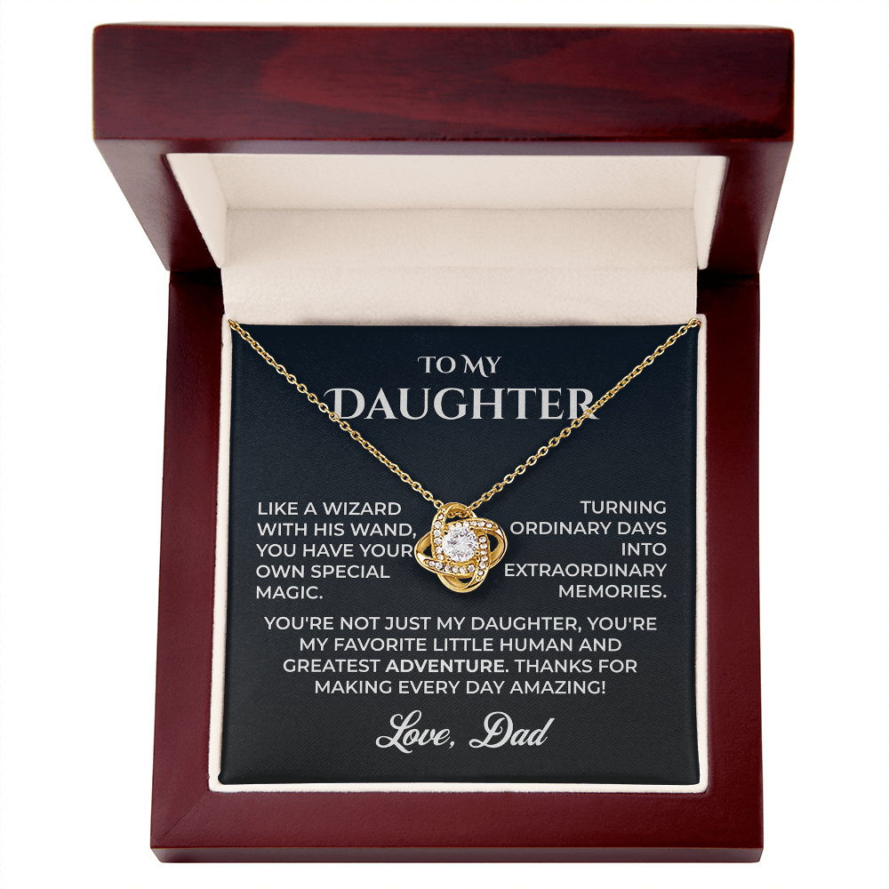 ShineOn Fulfillment Jewelry 18K Yellow Gold Finish / Luxury Box Dad->Daughter - Love Knot - GHR1243