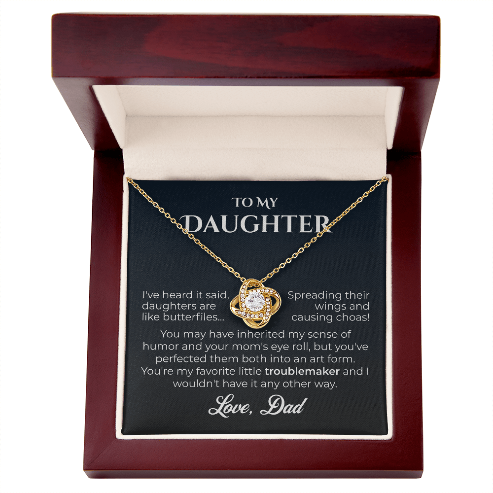 ShineOn Fulfillment Jewelry 18K Yellow Gold Finish / Luxury Box Dad->Daughter - Love Knot Necklace - GHR1241
