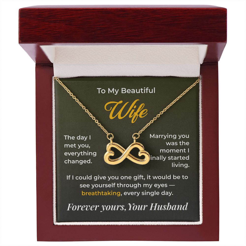 ShineOn Fulfillment Jewelry 18k Yellow Gold Finish / Luxury Box Husband->Wife - Endless Love Necklace - GHR1271