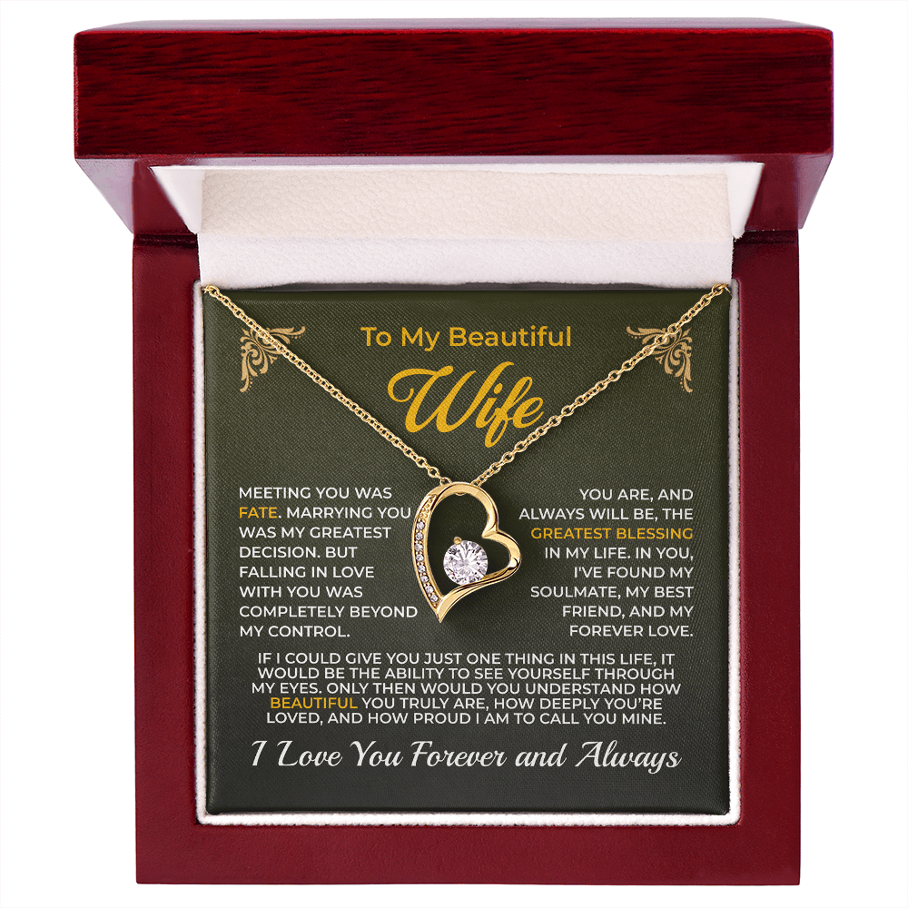 ShineOn Fulfillment Jewelry 18k Yellow Gold Finish / Luxury Box Husband->Wife - Forever Love Necklace - GHR1264