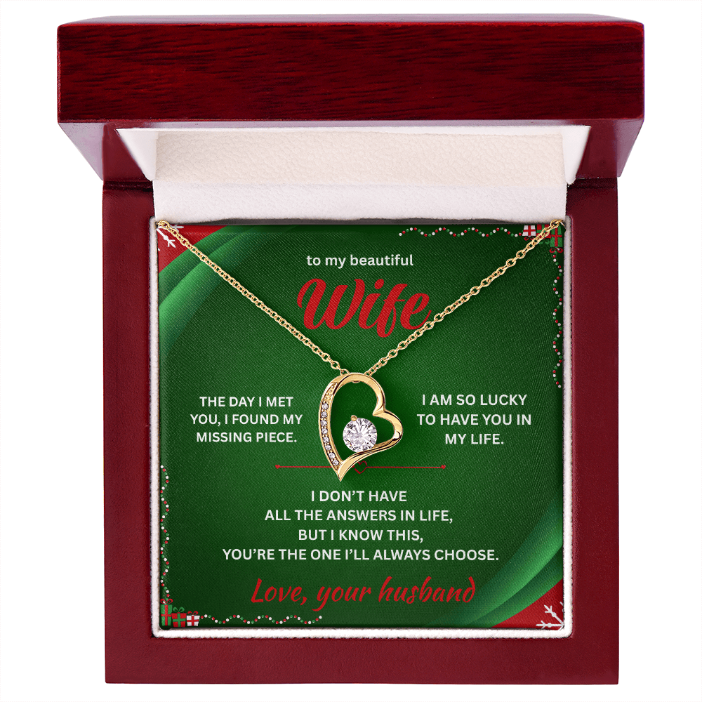 ShineOn Fulfillment Jewelry 18k Yellow Gold Finish / Luxury Box Husband=>Wife - Forever Love Necklace - GHR1285