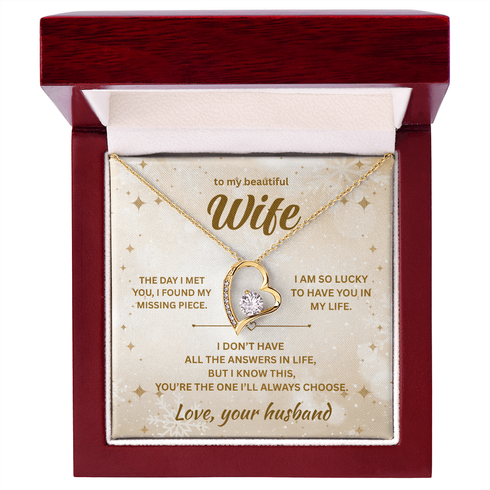 ShineOn Fulfillment Jewelry 18k Yellow Gold Finish / Luxury Box Husband=>Wife - Forever Love Necklace - GHR1288