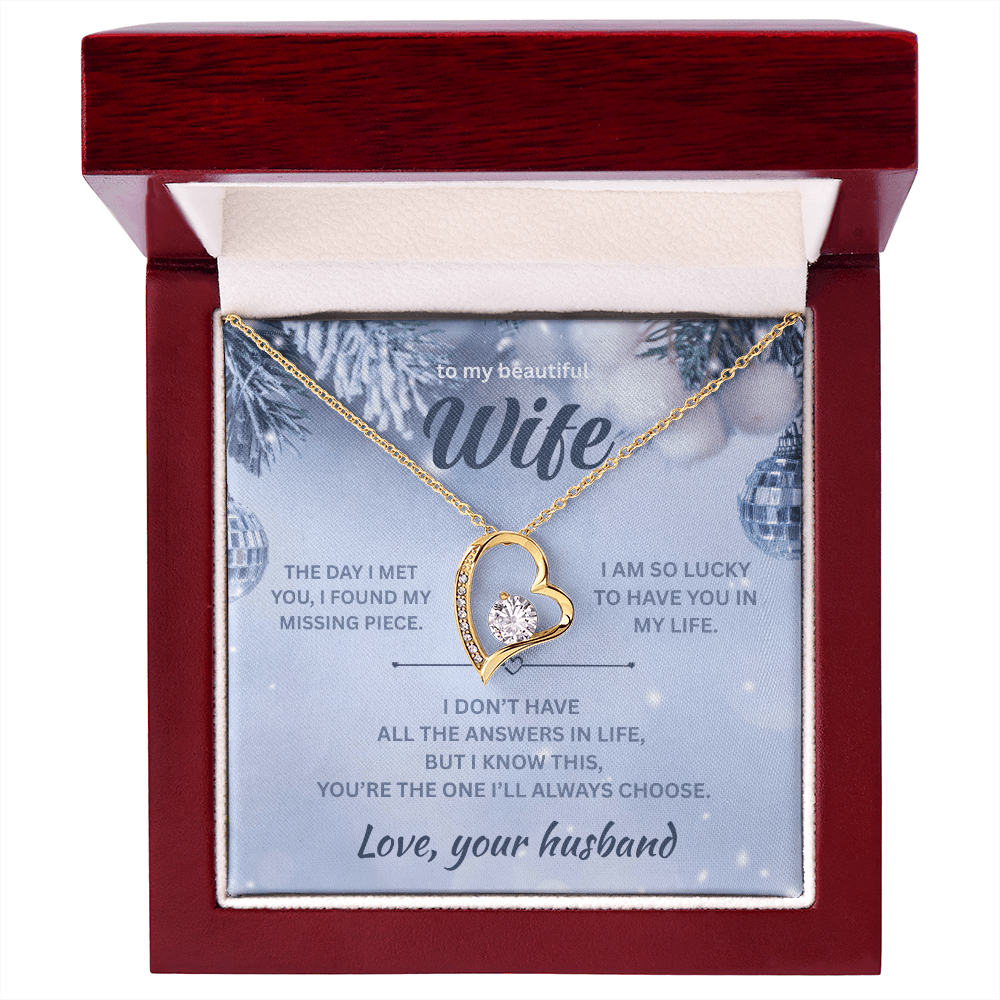 ShineOn Fulfillment Jewelry 18k Yellow Gold Finish / Luxury Box Husband=>Wife - Forever Love Necklace - GHR1291
