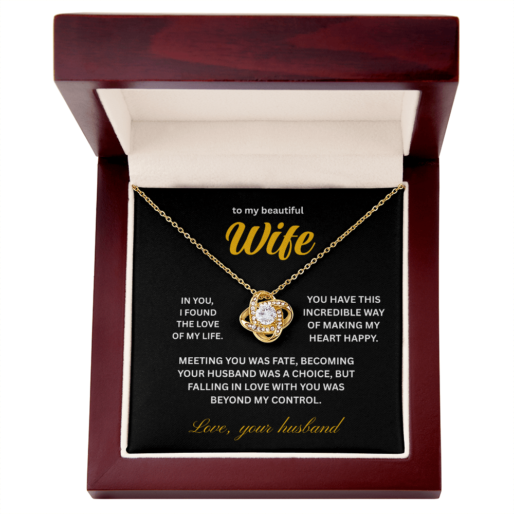 ShineOn Fulfillment Jewelry 18K Yellow Gold Finish / Luxury Box Husband->Wife - Love Knot Necklace - GHR1281