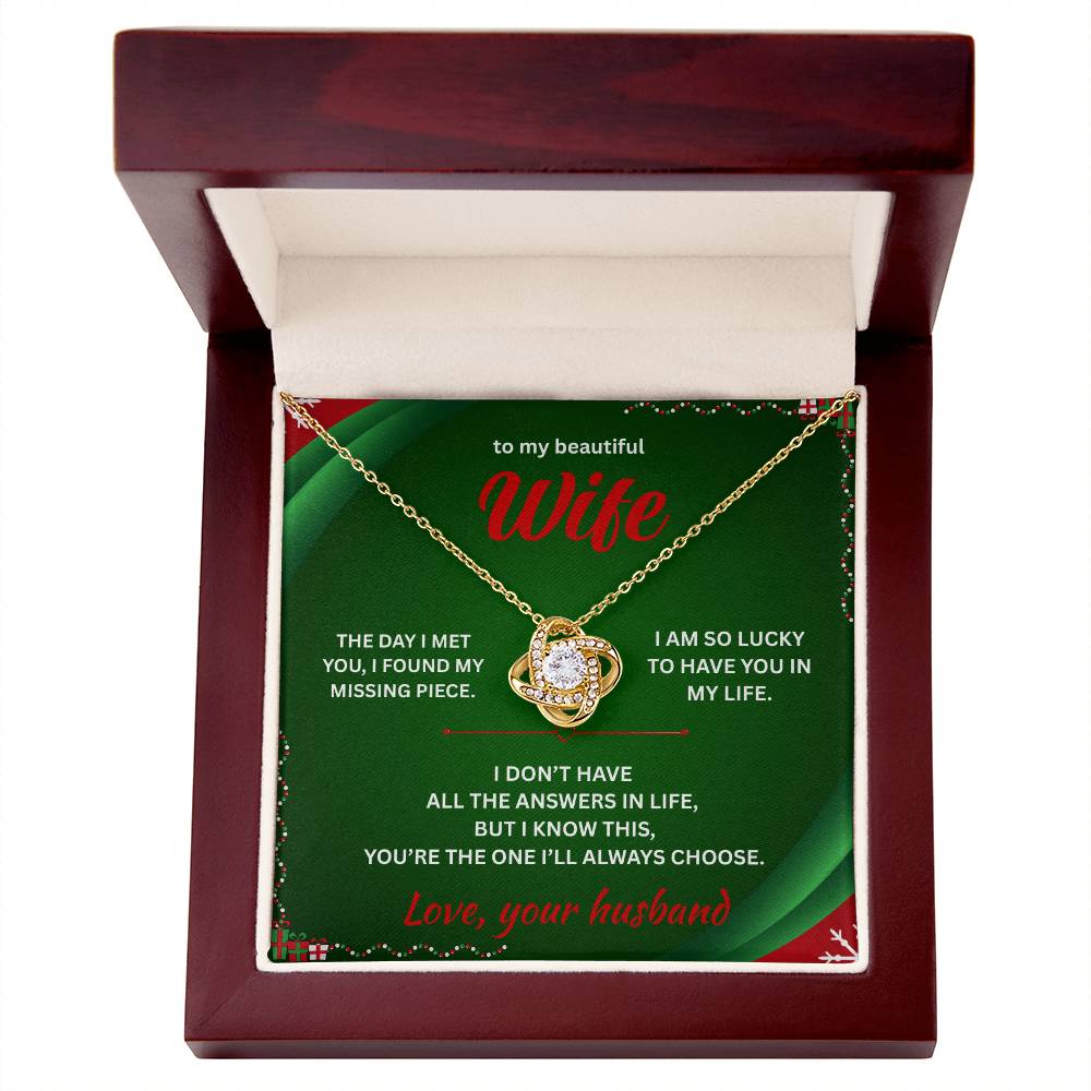 ShineOn Fulfillment Jewelry 18K Yellow Gold Finish / Luxury Box Husband->Wife - Love Knot Necklace - GHR1287