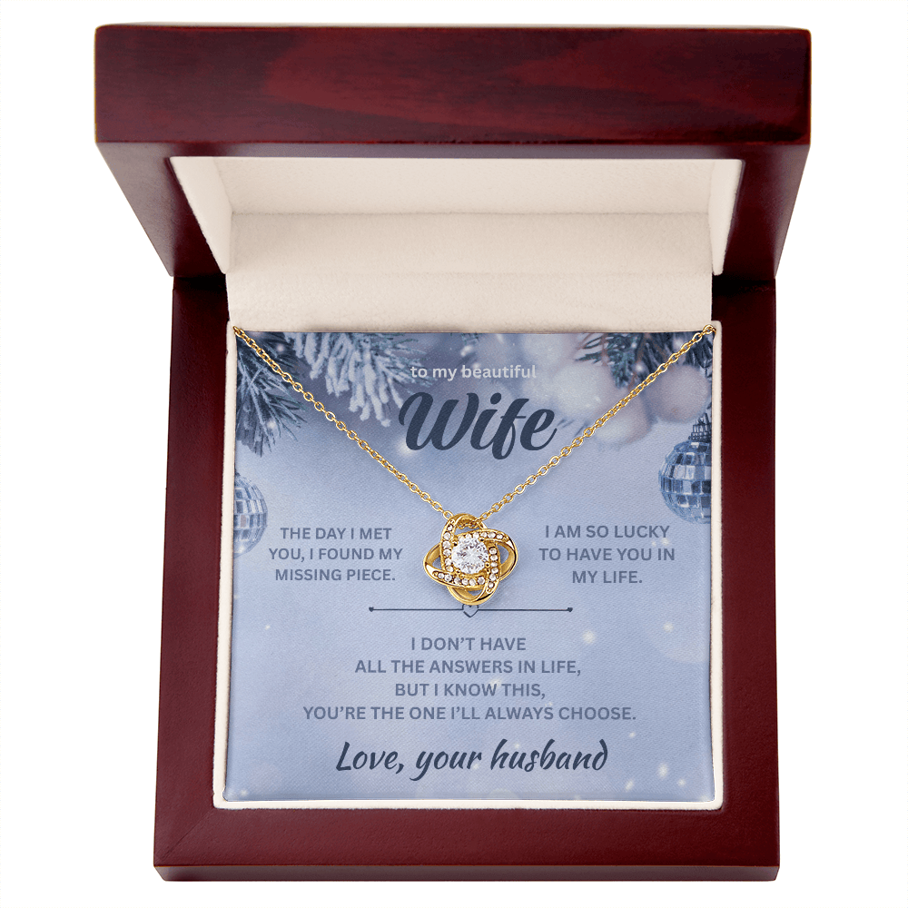 ShineOn Fulfillment Jewelry 18K Yellow Gold Finish / Luxury Box Husband->Wife - Love Knot Necklace - GHR1293