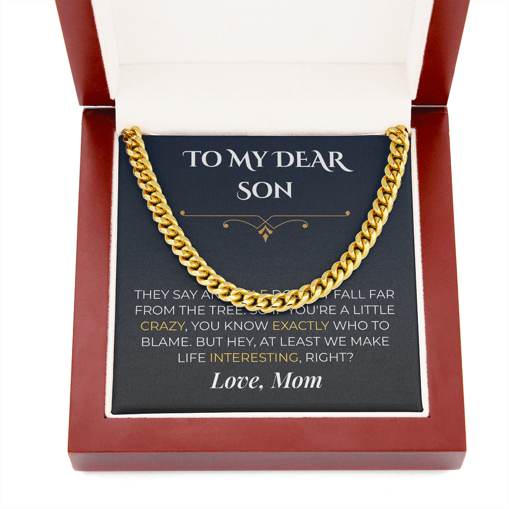 ShineOn Fulfillment Jewelry 18K Yellow Gold Finish / Luxury Box Mom->Son - Cuban Link Necklace - GHR1260