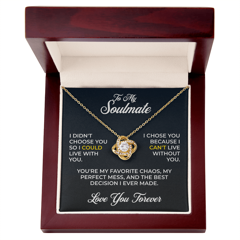 ShineOn Fulfillment Jewelry 18K Yellow Gold Finish / Luxury Box Soulmate - Love Knot Necklace - GHR1254