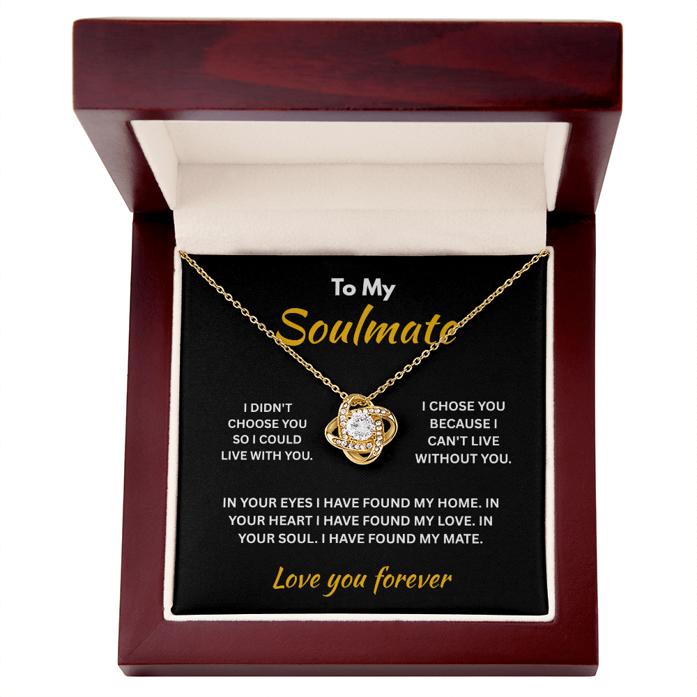 ShineOn Fulfillment Jewelry 18K Yellow Gold Finish / Luxury Box Soulmate - Love Knot Necklace - GHR1296