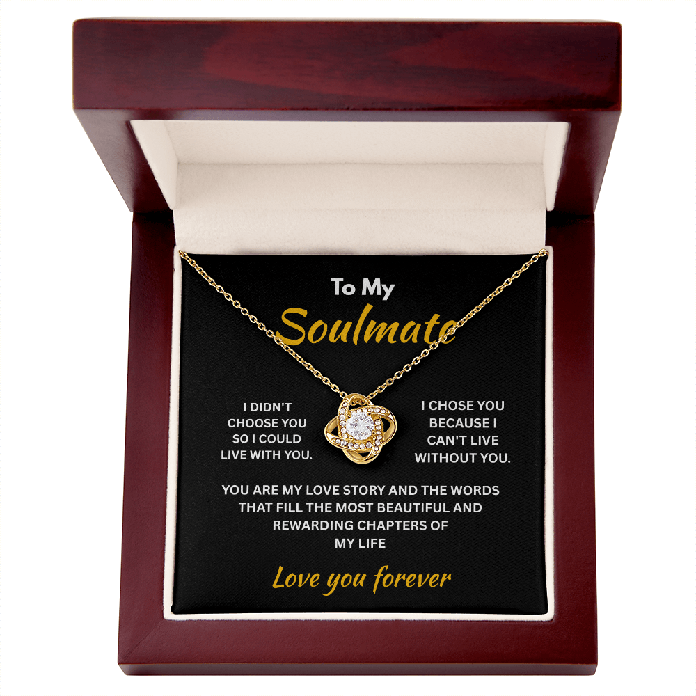 ShineOn Fulfillment Jewelry 18K Yellow Gold Finish / Luxury Box Soulmate - Love Knot Necklace - GHR1299