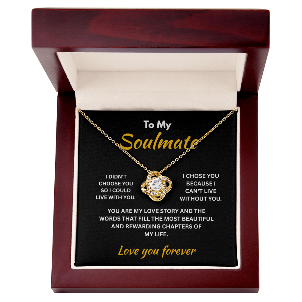 ShineOn Fulfillment Jewelry 18K Yellow Gold Finish / Luxury Box Soulmate - Love Knot Necklace - GHR1306