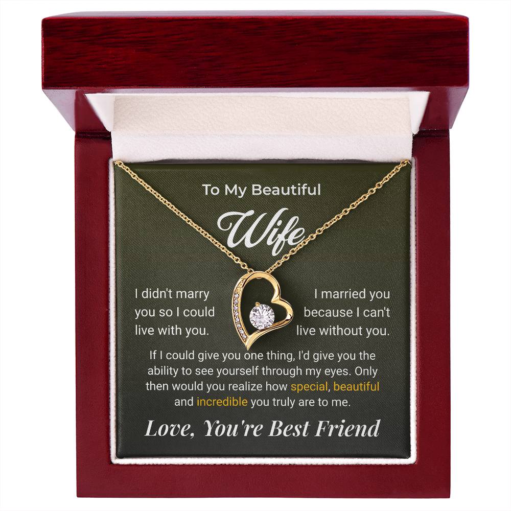 ShineOn Fulfillment Jewelry 18k Yellow Gold Finish / Luxury Box To My Beautiful Wife Forever Love Necklace - GHR1261
