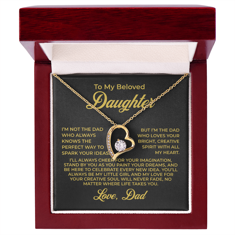 ShineOn Fulfillment Jewelry 18k Yellow Gold Finish / Luxury Box To My Beloved Daughter - Forever Love Necklace - GHR1093