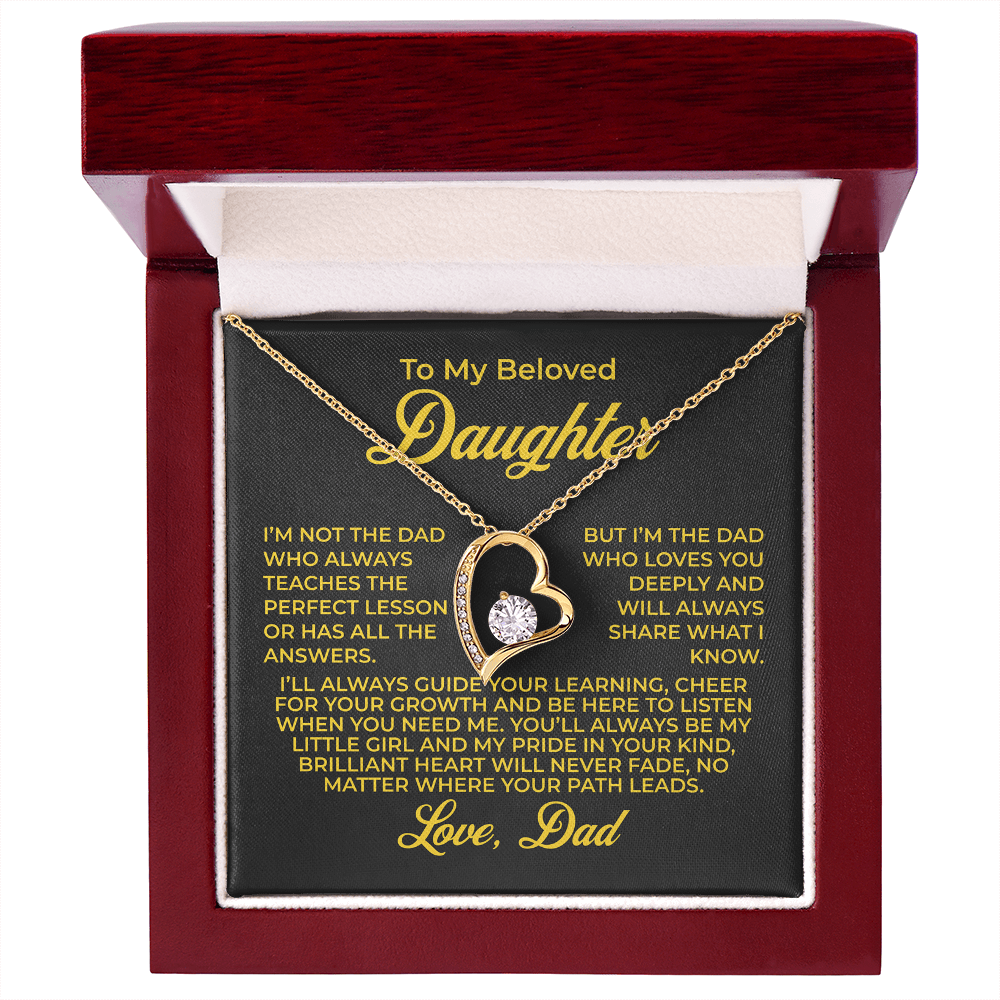 ShineOn Fulfillment Jewelry 18k Yellow Gold Finish / Luxury Box To My Beloved Daughter - Forever Love Necklace - GHR1102