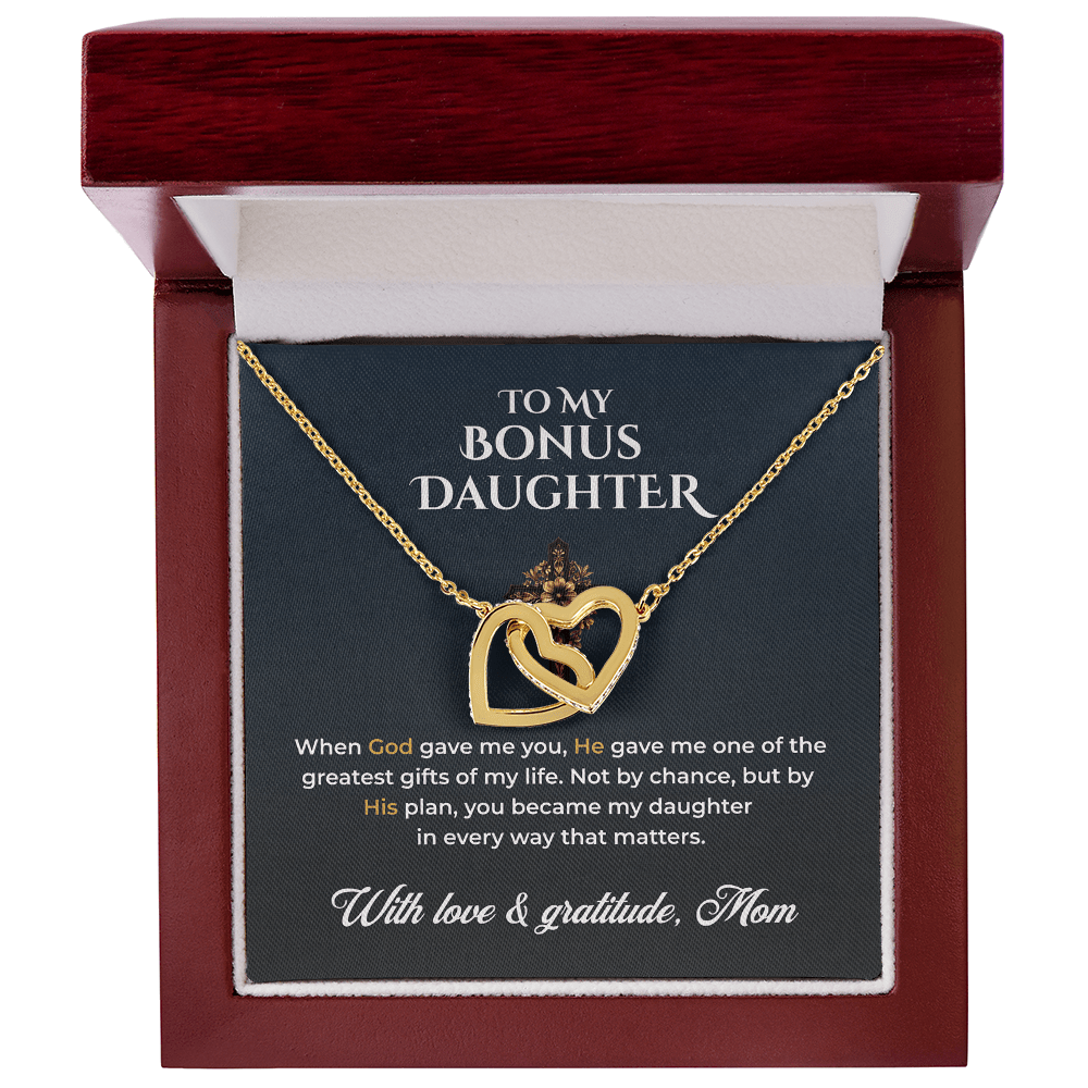 ShineOn Fulfillment Jewelry 18K Yellow Gold Finish / Luxury Box To My Bonus Daughter – God's Gift of Family - GHR1221