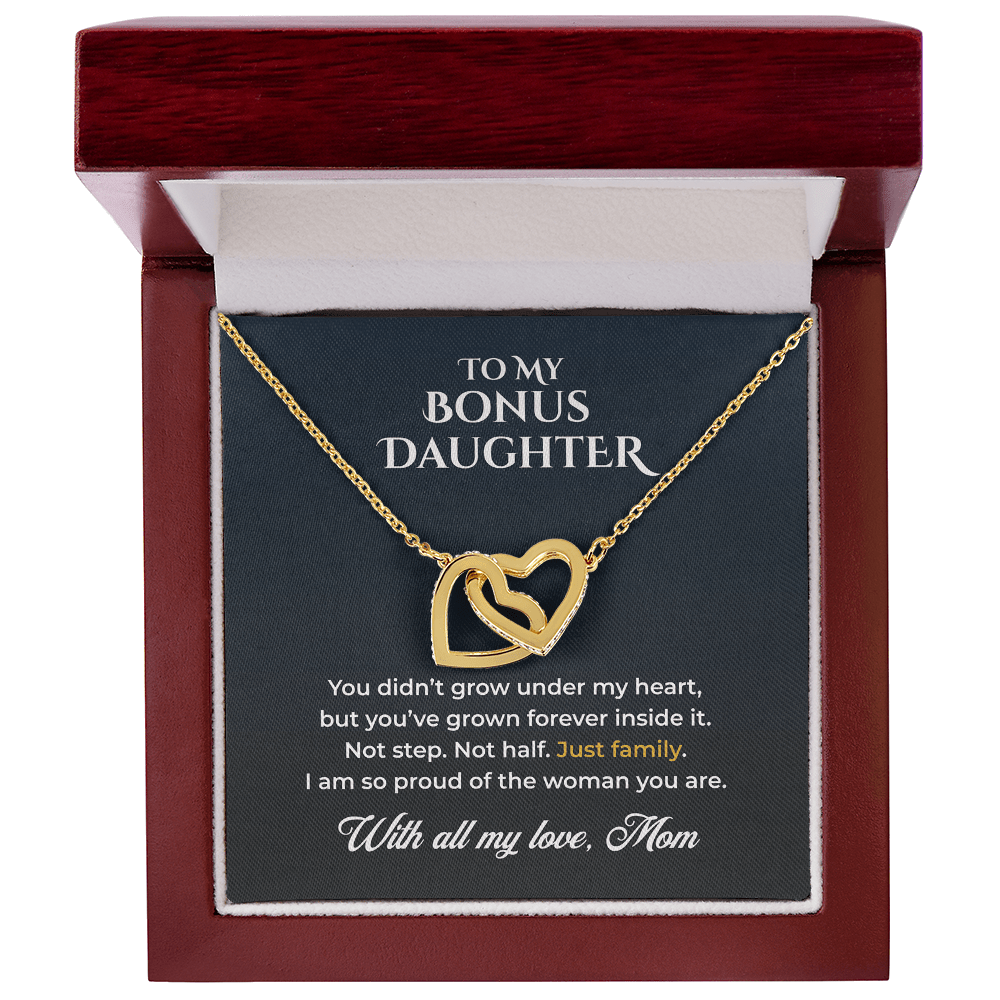 ShineOn Fulfillment Jewelry 18K Yellow Gold Finish / Luxury Box To My Bonus Daughter – Just Family - GHR1220