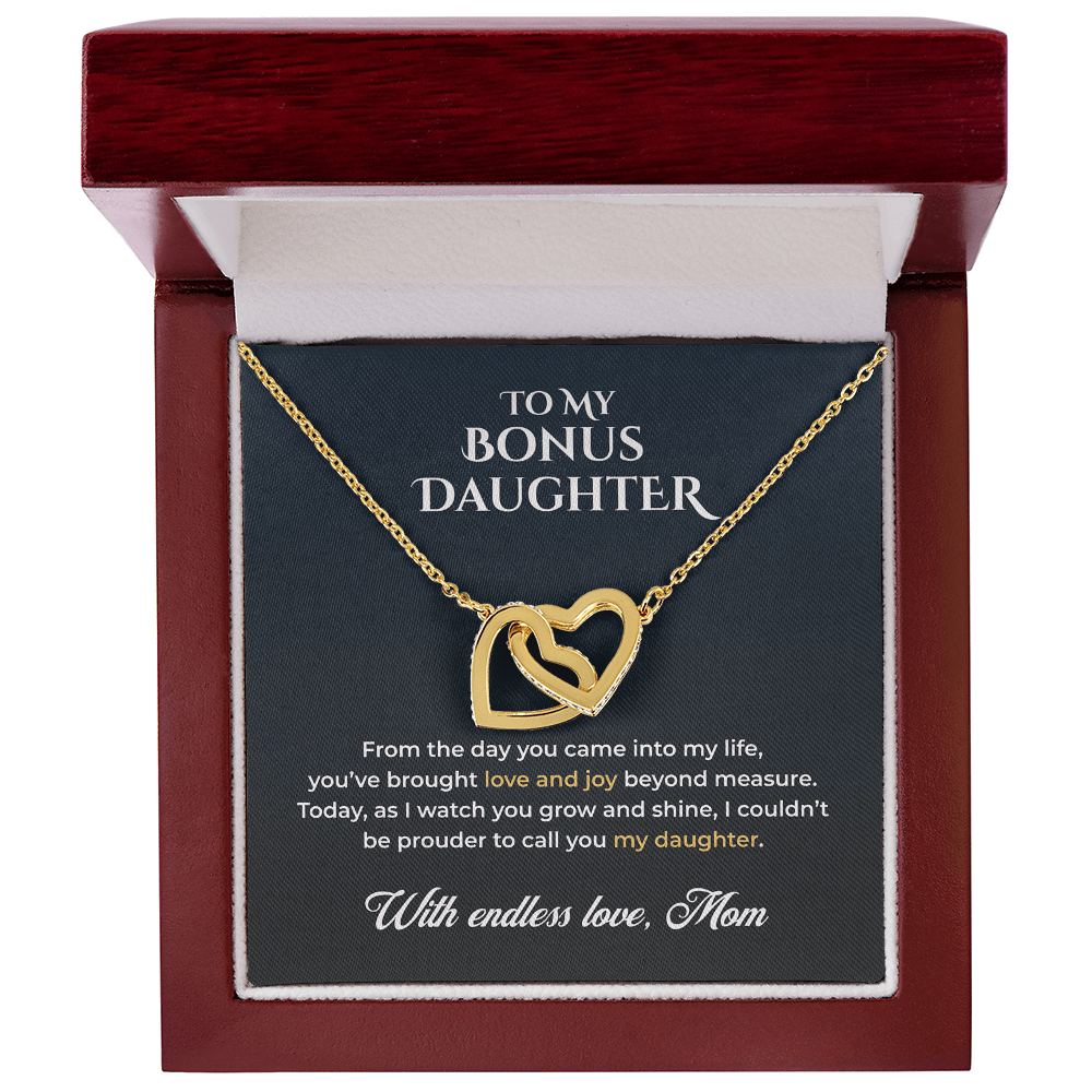 ShineOn Fulfillment Jewelry 18K Yellow Gold Finish / Luxury Box To My Bonus Daughter – Milestone Pride - GHR1222