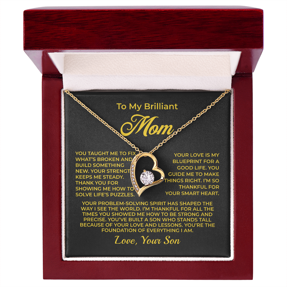 ShineOn Fulfillment Jewelry 18k Yellow Gold Finish / Luxury Box To My Brilliant Mom - Forever Love Necklace - GHR1096