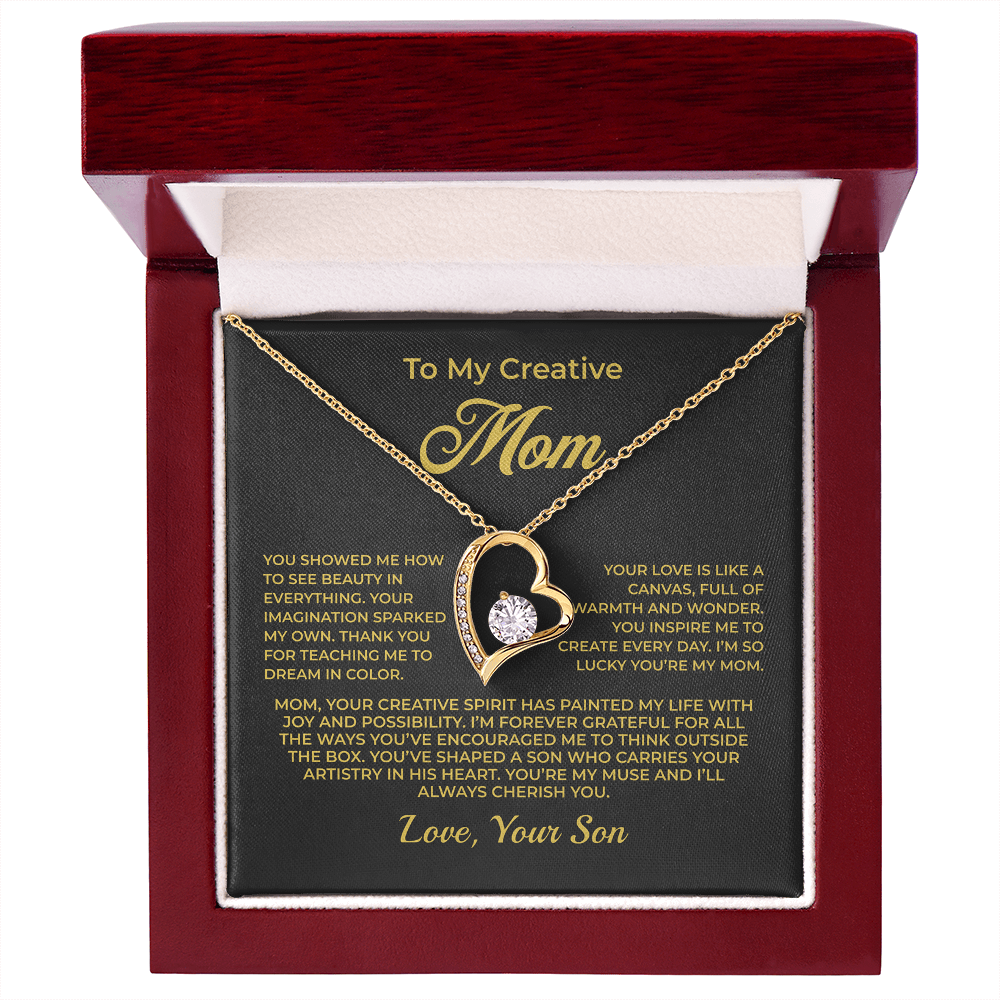 ShineOn Fulfillment Jewelry 18k Yellow Gold Finish / Luxury Box To My Creative Mom - Forever Love Necklace - GHR1092