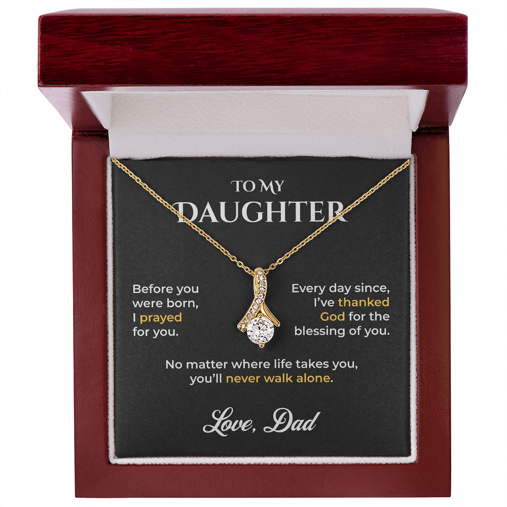 ShineOn Fulfillment Jewelry 18K Yellow Gold Finish / Luxury Box To My Daughter Necklace – God's Blessing from Dad - GHR1201