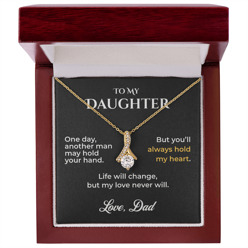 ShineOn Fulfillment Jewelry 18K Yellow Gold Finish / Luxury Box To My Daughter Necklace – You'll Always Hold My Heart - GHR1200