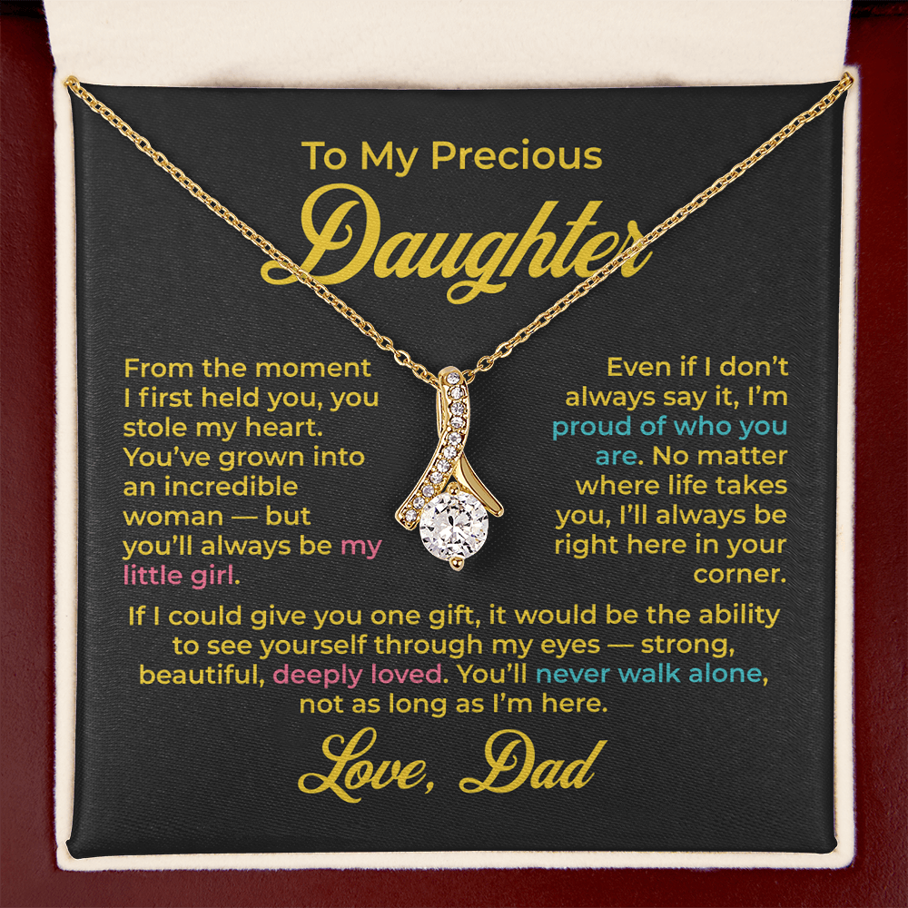ShineOn Fulfillment Jewelry 18K Yellow Gold Finish / Luxury Box To My Precious Daughter - Alluring Beauty Necklace - GHR1191
