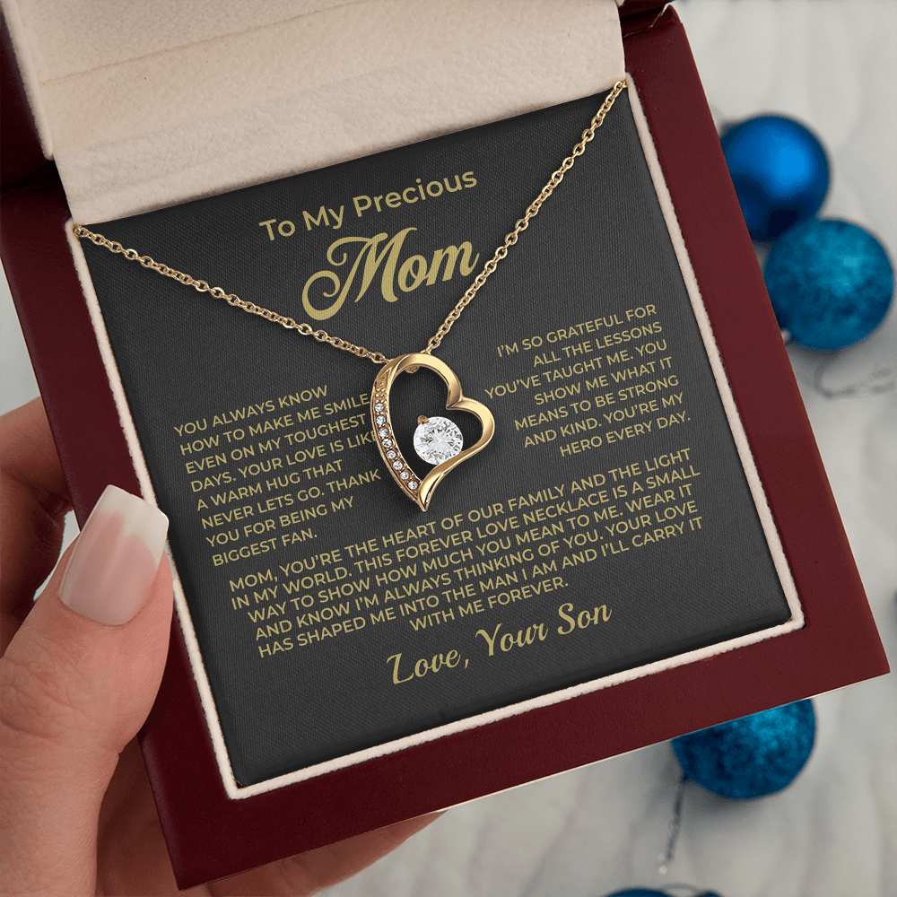 ShineOn Fulfillment Jewelry 18k Yellow Gold Finish / Luxury Box To My Precious Mom - Forever Love Necklace - GHR1088