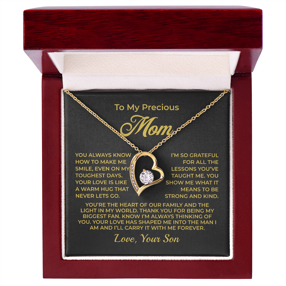 ShineOn Fulfillment Jewelry 18k Yellow Gold Finish / Luxury Box To My Precious Mom - Forever Love Necklace - GHR1090