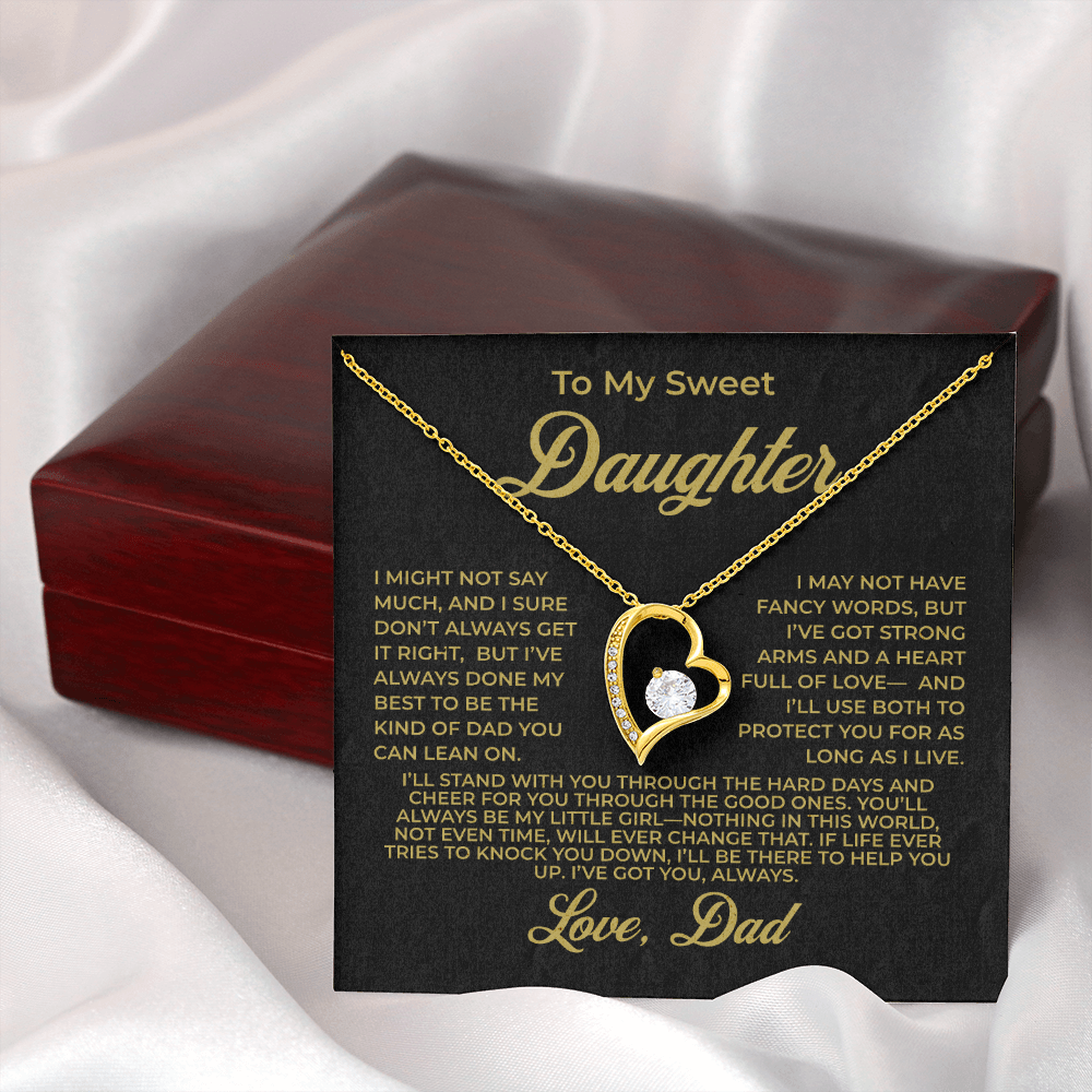 ShineOn Fulfillment Jewelry 18k Yellow Gold Finish / Luxury Box To My Sweet Daughter - Forever Love Necklace - GHR1085